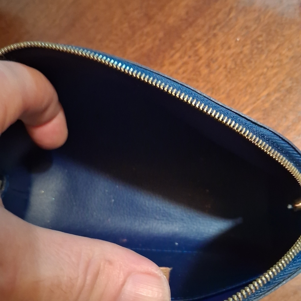 Designer Navy Blue Monogram Cosmetics Pouch - Picture 15 of 16